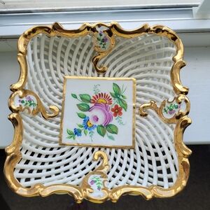 Vintage Woven Porcelain Square Bowl.SPAIN